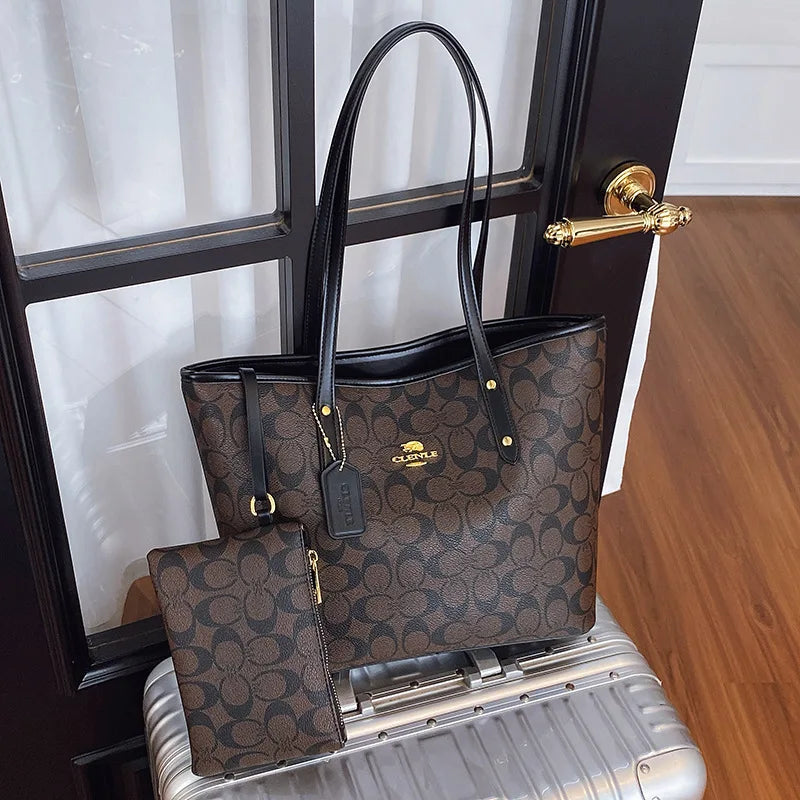 Bolso de Hombro de Diseño de Lujo para Mujer, Gran Capacidad, Práctico Bolso de Mano Diario con Bolsillos, Resistente, con Letras de Marca, Estilo Casual