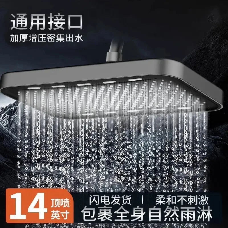 Panel grande de 36CM, cabezal de ducha supercargo montado en el techo de gran flujo, conjunto de 3 modos, lluvia de alta presión, accesorios de ducha de baño