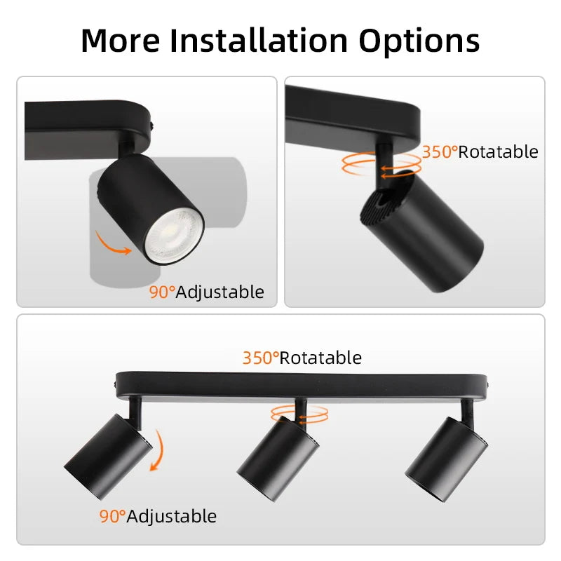 Lámpara de techo, luz de pista LED para dormitorio, pasillo, tienda, lámpara superior, bombilla GU10, iluminación de repuesto, focos LED ajustables