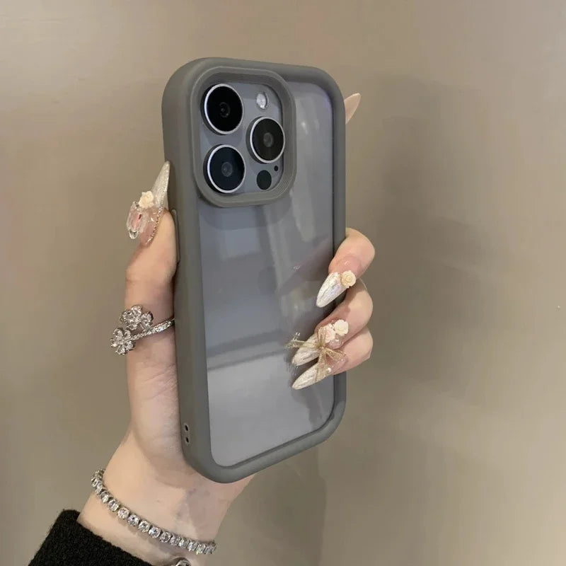 Funda de teléfono dura transparente de lujo para iPhone 16, 15, 14, 13, 12 Pro Max Plus, fundas de parachoques transparentes a prueba de golpes, funda coque