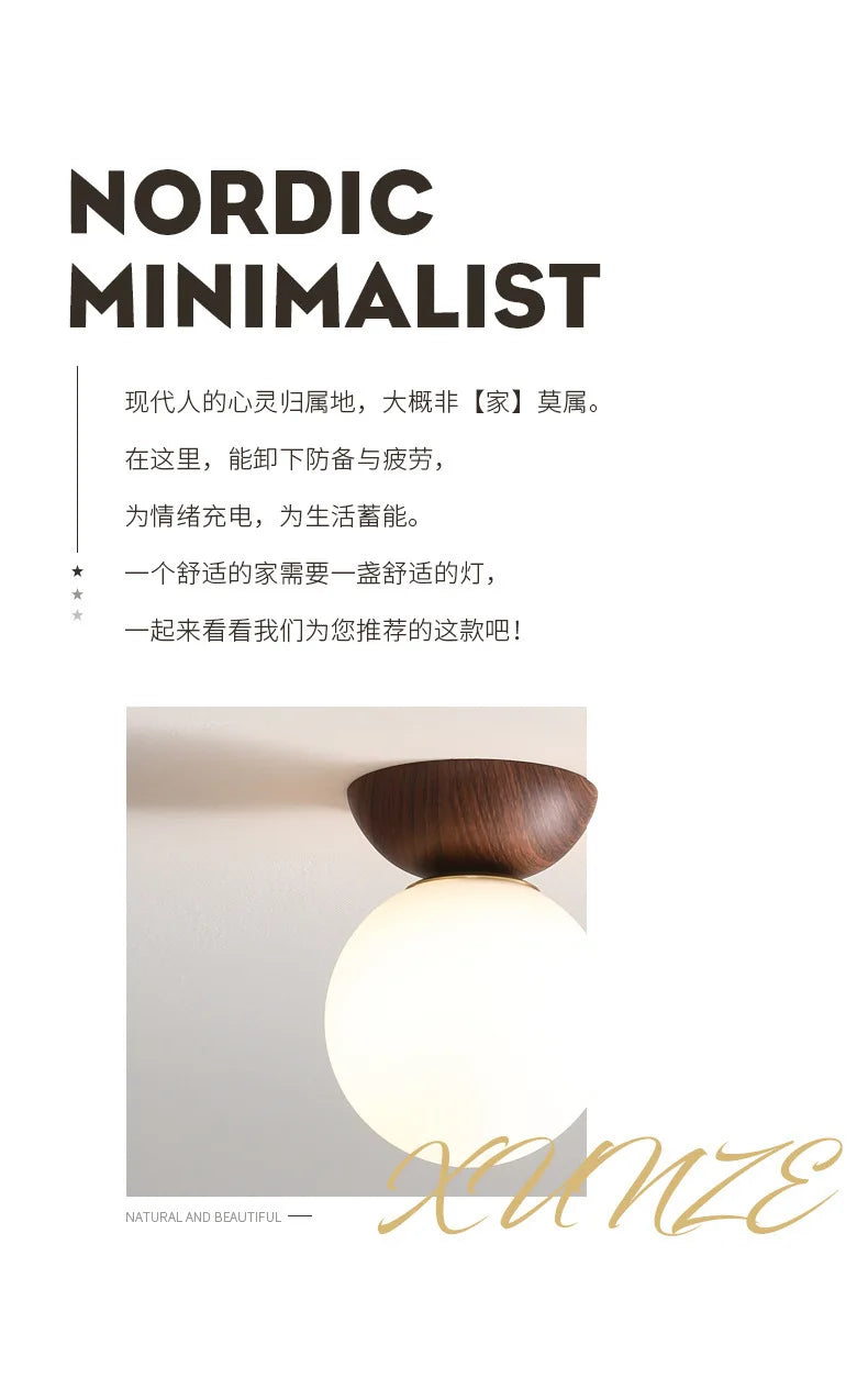 Lámparas para sala de estar, luz Led de techo para puerta de entrada japonesa, pasillo de aire, balcón nórdico, bola redonda