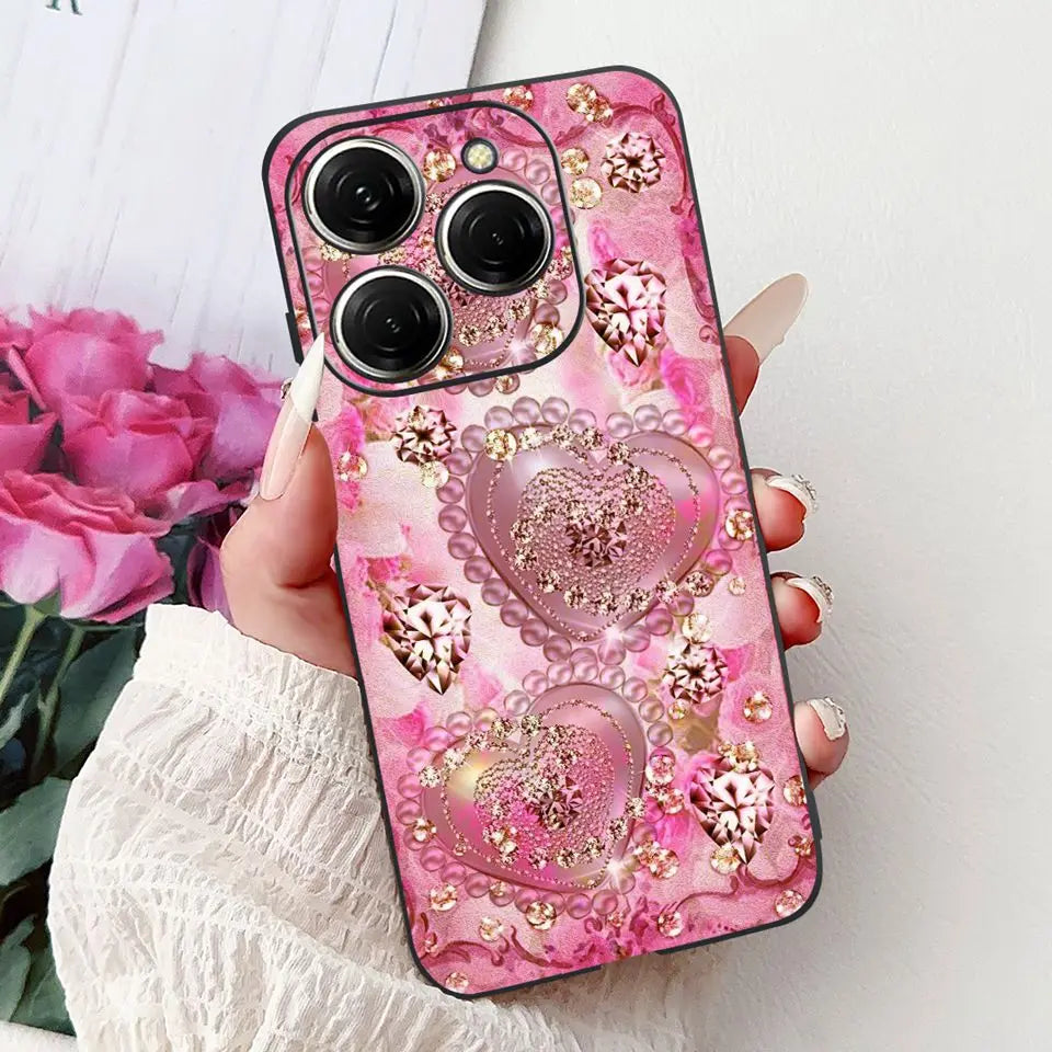Para Tecno Spark 20c 20 Pro Plus Spark20 Pro Funda de teléfono Funda trasera de goma suave Mujer moda patrón de dibujos animados Funda de parachoques