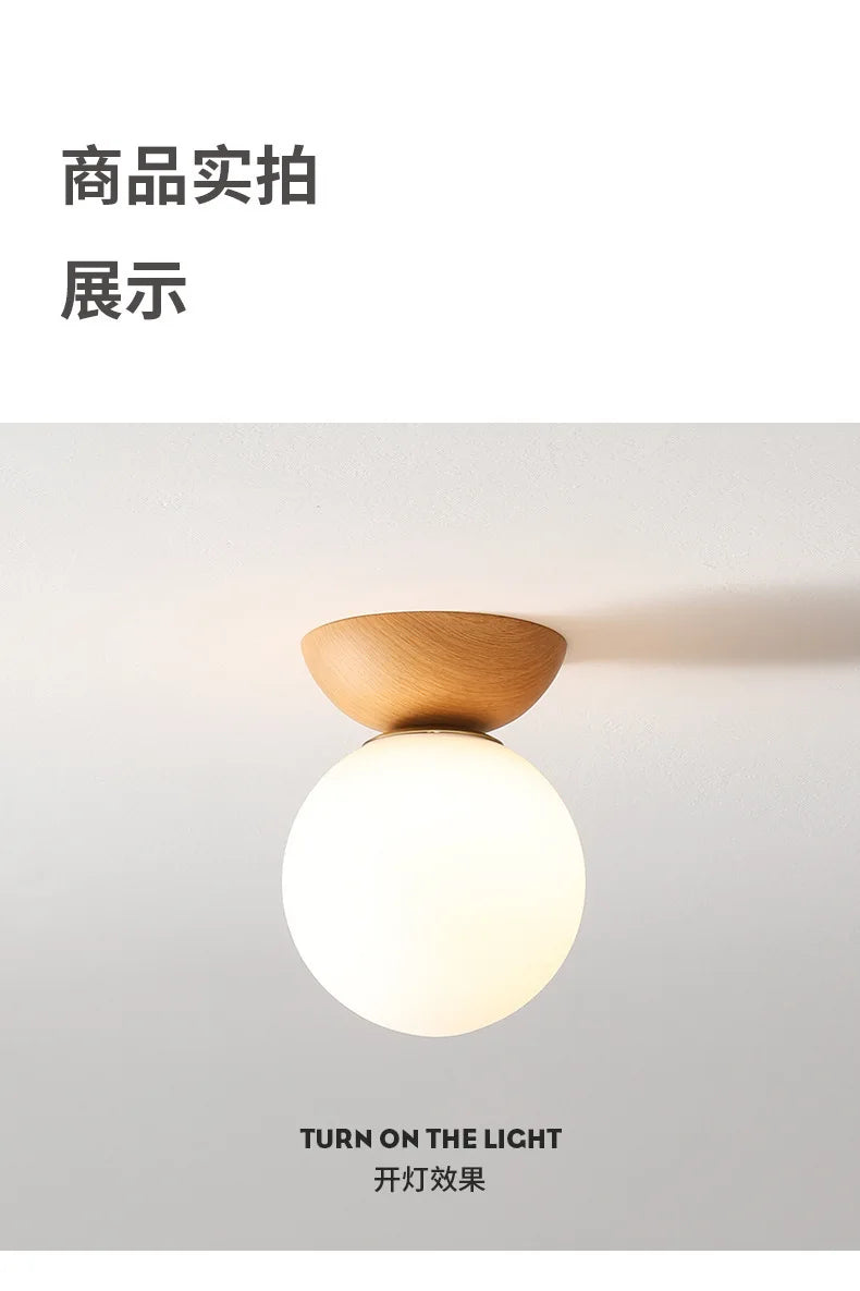 Lámparas para sala de estar, luz Led de techo para puerta de entrada japonesa, pasillo de aire, balcón nórdico, bola redonda