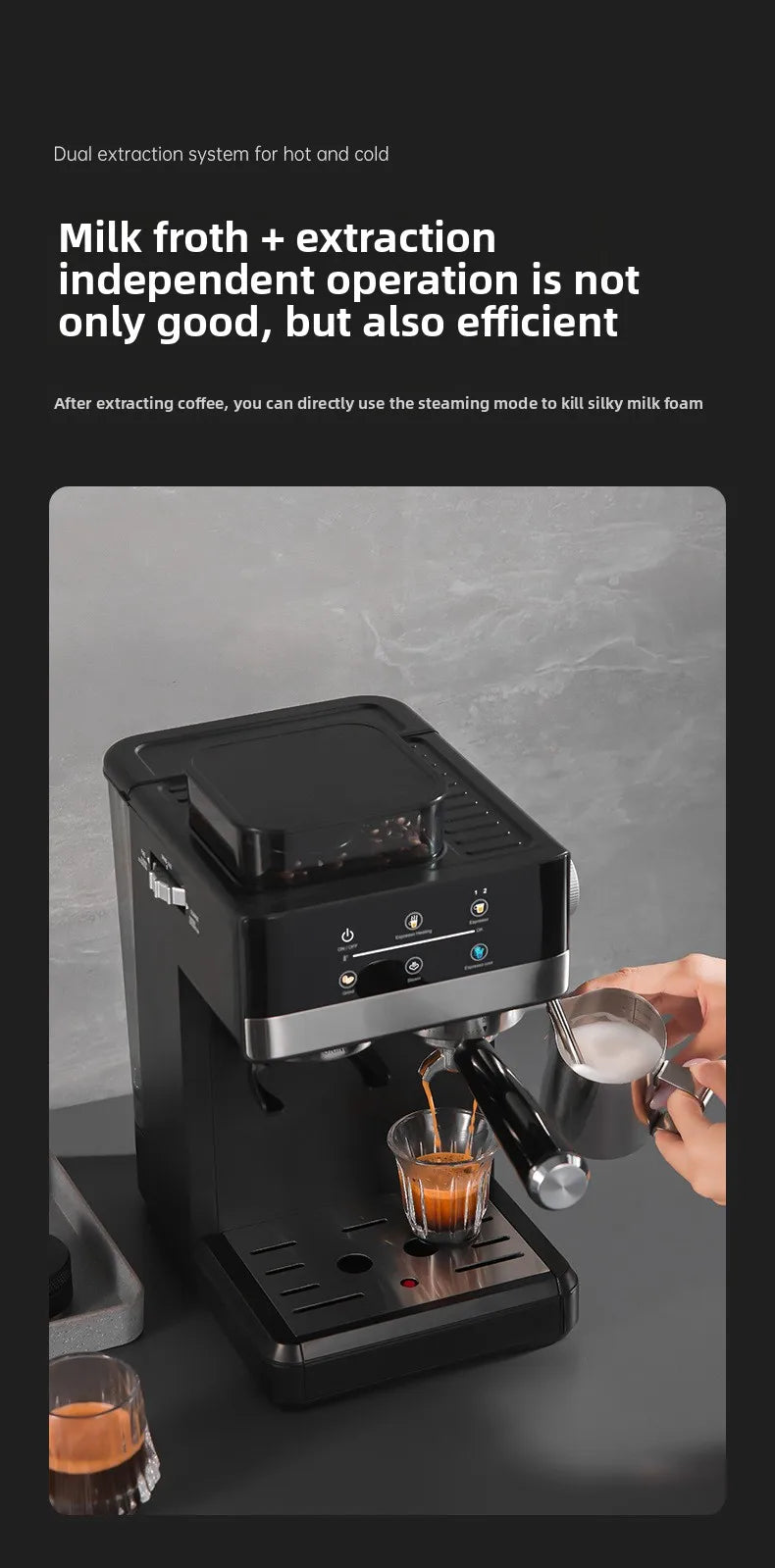 Molino de Café Eléctrico + Máquina de Café Integrada | Totalmente Automático, Granos de Café Recién Molidos | Molienda Rápida para el Desayuno