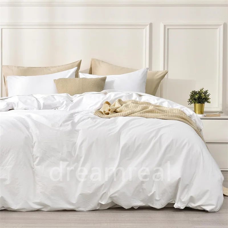 Juego de Ropa de Cama 100% Algodón, Juego de Sábanas de Algodón Lavado de Cuatro Piezas, Juego de Edredón, Funda de Edredón Doble para Parejas
