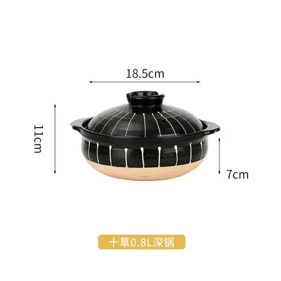 Cazuela de cerámica de estilo japonés, olla pequeña negra, cacerola de arcilla, utensilios de cocina para el hogar, suministros de cocina, olla para sopa, 1 Uds.