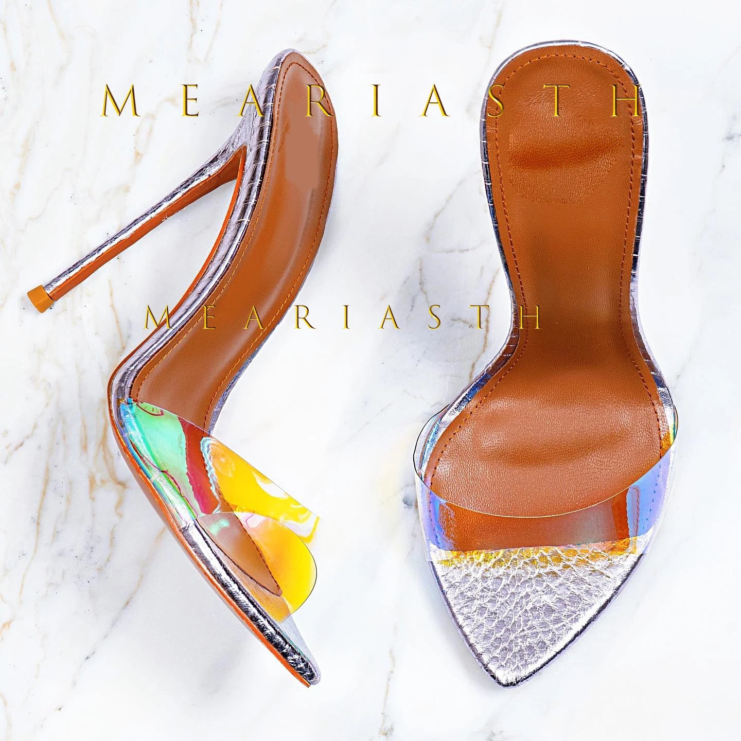 2025 Peep Toe Sexy verano mujer mulas bombas sandalias elegante súper fino tacones altos mula Oficina señora zapatos de fiesta zapatillas sandalias