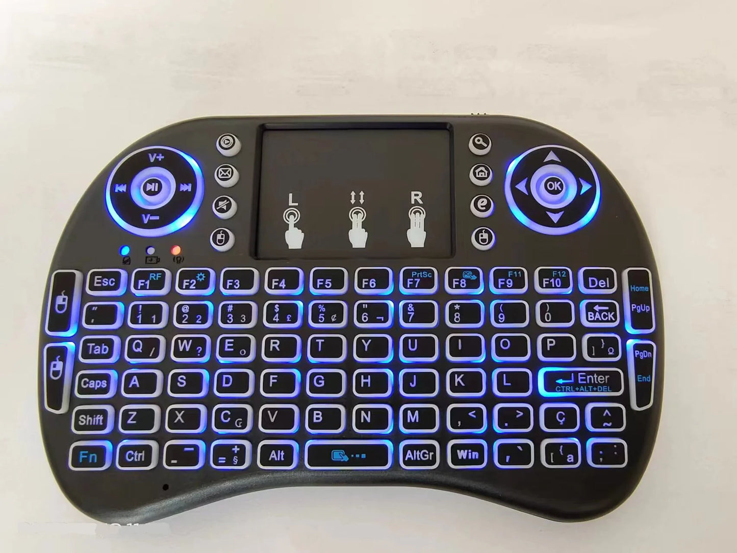 Miniteclado inalámbrico retroiluminado, periférico con Touchpad N, RGB, PC, TV Box, español, francés, Azerty, ruso, portugués, idioma de Brasil
