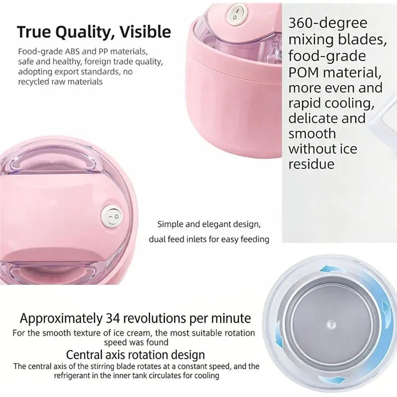 AT28-Mini máquina para hacer helados, máquina para hacer postres personal, máquina compacta para hacer helados con un solo toque
