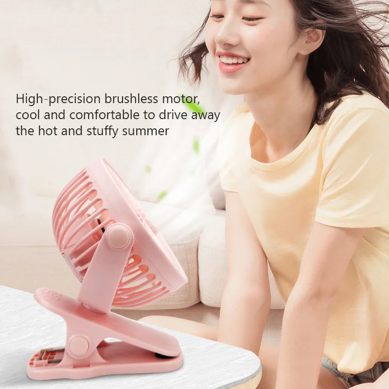 Ventilador de escritorio con clip Mini ventilador de escritorio de refrigeración USB silencioso de 3 velocidades 360 °   Gire los ventiladores eléctricos portátiles del clip del ventilador para el refrigerador de aire de