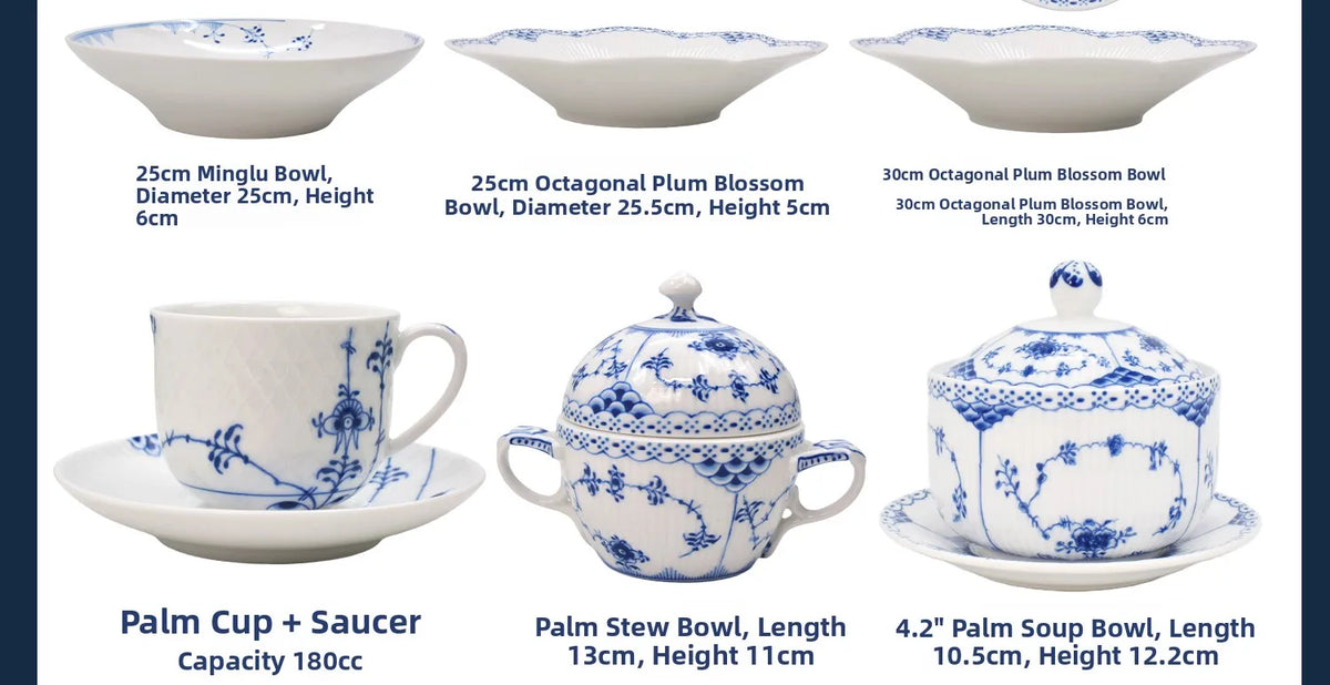 Juego de vajilla de porcelana blanca de Jingdezhen con diseño de hierba Tang azul y blanca, plato llano para uso doméstico, t...