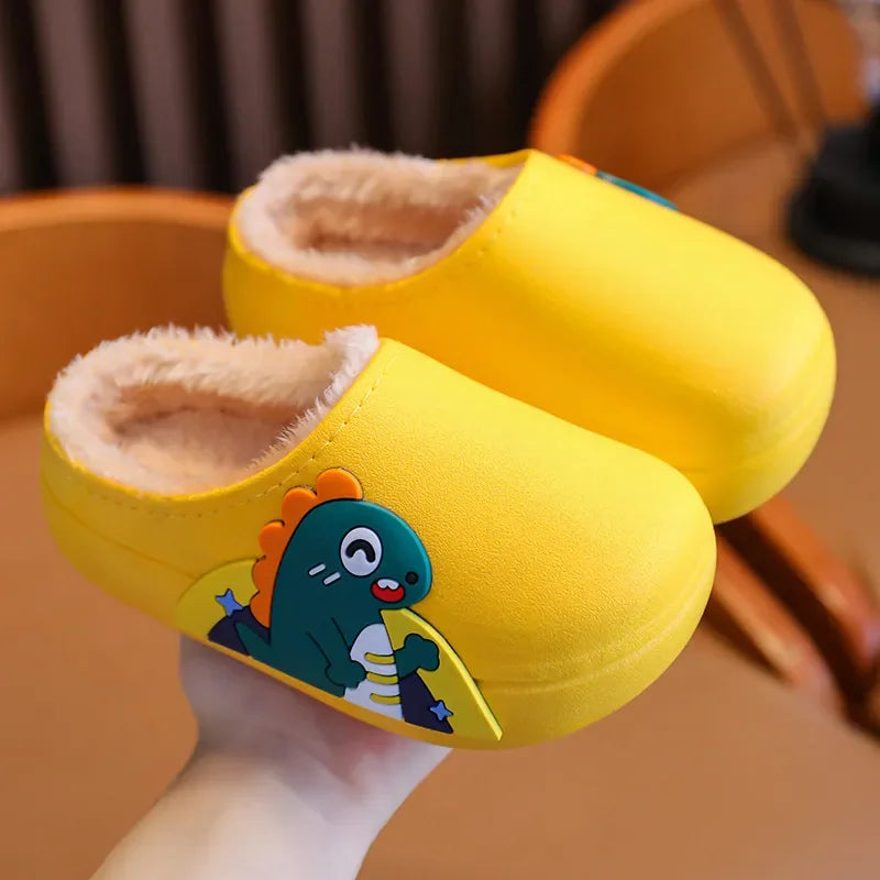 Zapatos de invierno para niños, zapatillas bonitas de dibujos animados, cálidas, impermeables, antideslizantes, para el hogar, para niña, niño, bebé, zapatos de algodón para padres e hijos