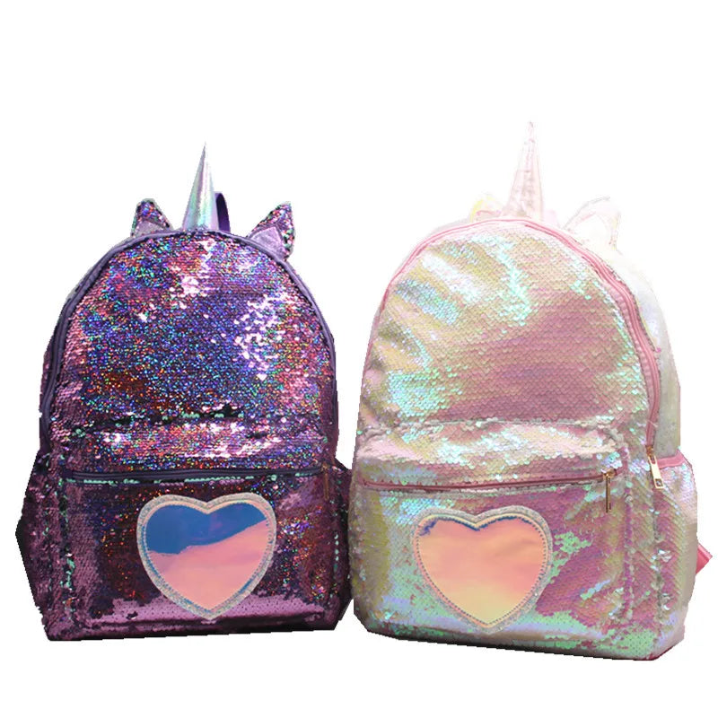 Mochila de lentejuelas de gran capacidad de unicornio para niños, Mochila de dibujos animados para estudiantes, Mochila informal con lentejuelas, mochilas para volver a la escuela