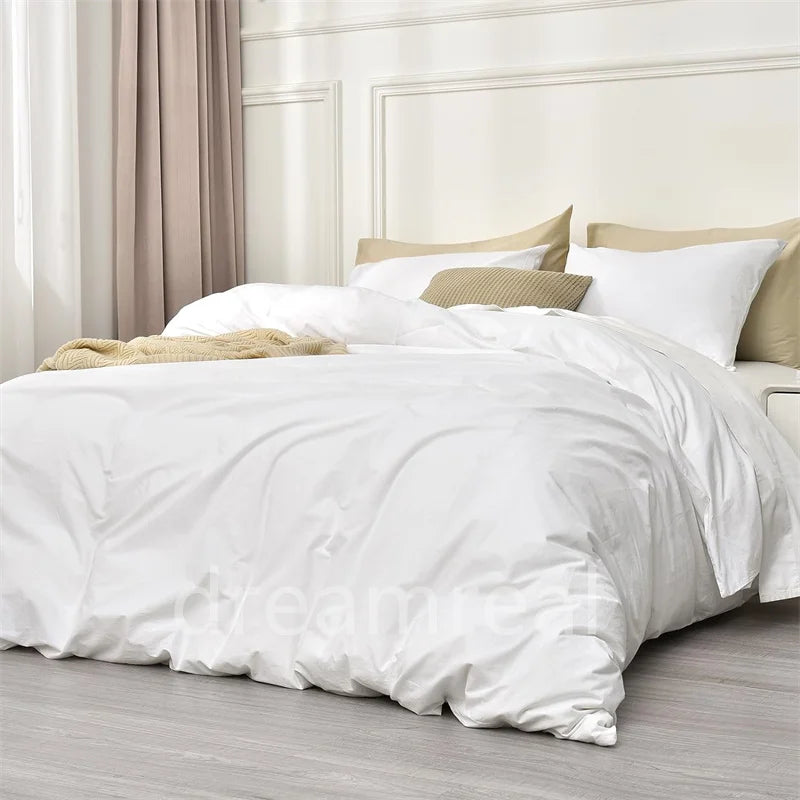 Juego de Ropa de Cama 100% Algodón, Juego de Sábanas de Algodón Lavado de Cuatro Piezas, Juego de Edredón, Funda de Edredón Doble para Parejas