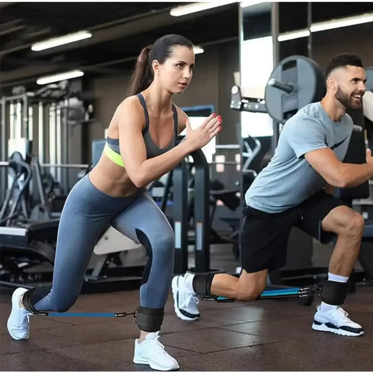 Juego de Bandas de Resistencia con Correas para Tobillos, Equipo de Ejercicio, Pesas para Tobillos, Banda Elástica de Yoga para Gimnasio, para Hombre y Mujer