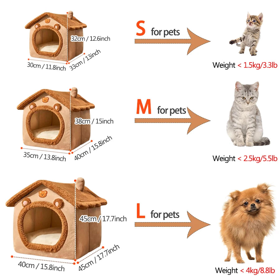Casa Plegable para Mascotas, Desmontable y Lavable, Cueva para Gatos, Sofá Cama para Perros Extra Pequeños y Gatos Pequeños y Medianos