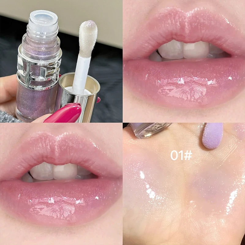 Brillo Labial Efecto Espejo, Resistente al Agua y de Larga Duración, No se Pega a la Taza, Textura Sedosa, Efecto de Maquillaje Natural