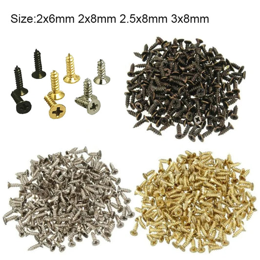 Kit surtido de tornillos autorroscantes para madera, 100 Uds., bronce/dorado/plateado, rosca de cabeza plana, tornillo de fijación para clavos, tornillos para muebles de madera