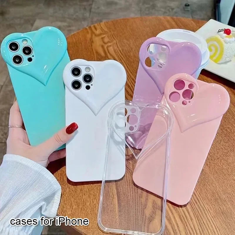 Fundas de teléfono con lente protectora de corazón de amor para IPhone 17 16 Pro Max 15 14 13 12 11 Pro Xs XR 7 8 Plus SE2/SE3 TPU cubierta trasera a prueba de golpes