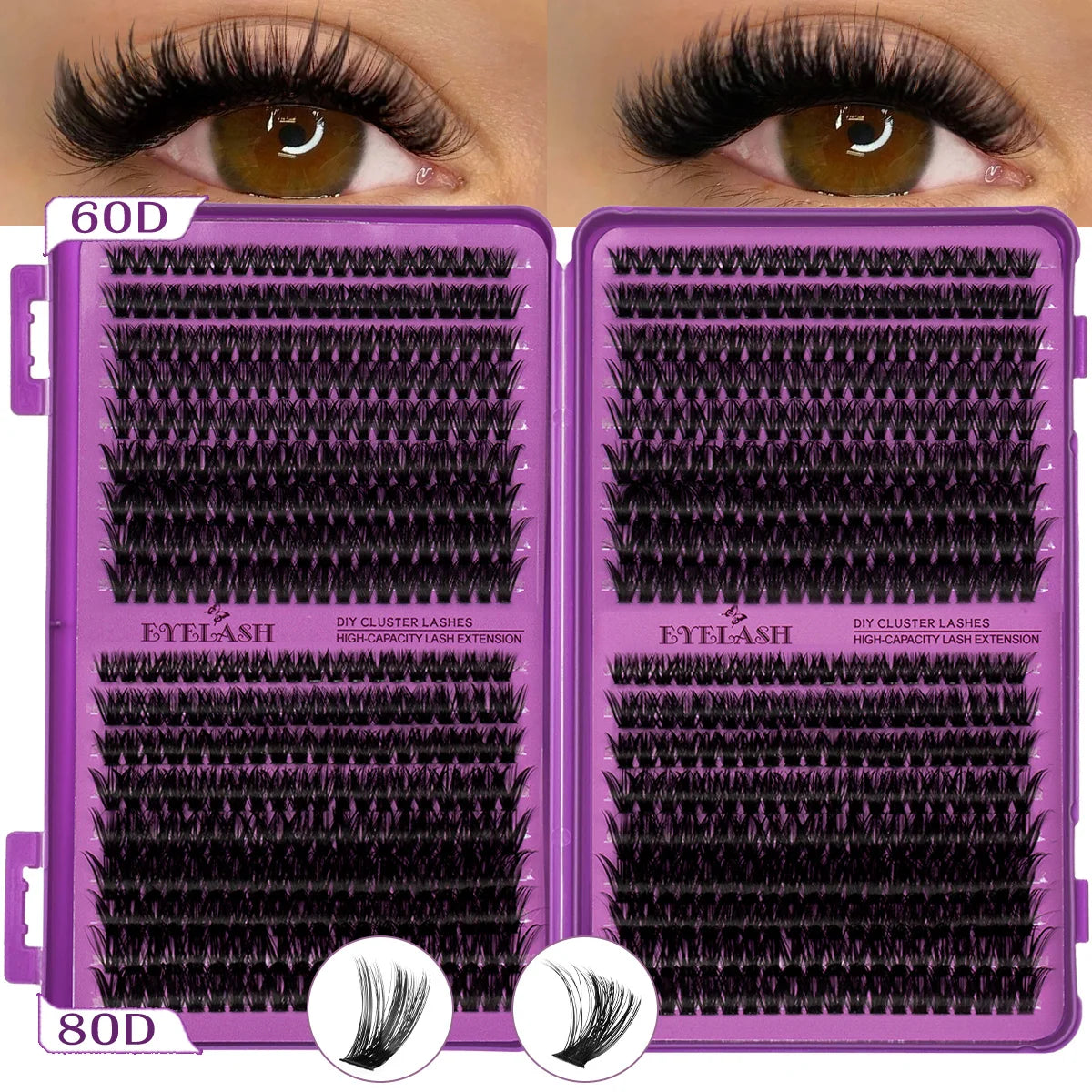Extensiones de Pestañas Individuales con Curvatura D, Alta Capacidad, Densas, de 8-16 mm, Aptas para Diferentes Maquillajes, de Larga Duración