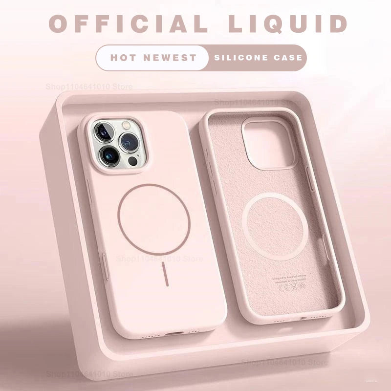 Funda de teléfono magnética para iPhone 15, 14, 16 Plus, 11, 12, 13, 17 Pro Max Air, carcasa de silicona a prueba de golpes para fundas de carga inalámbrica Magsafe, fundas de teléfono iphone 17 16 pro max