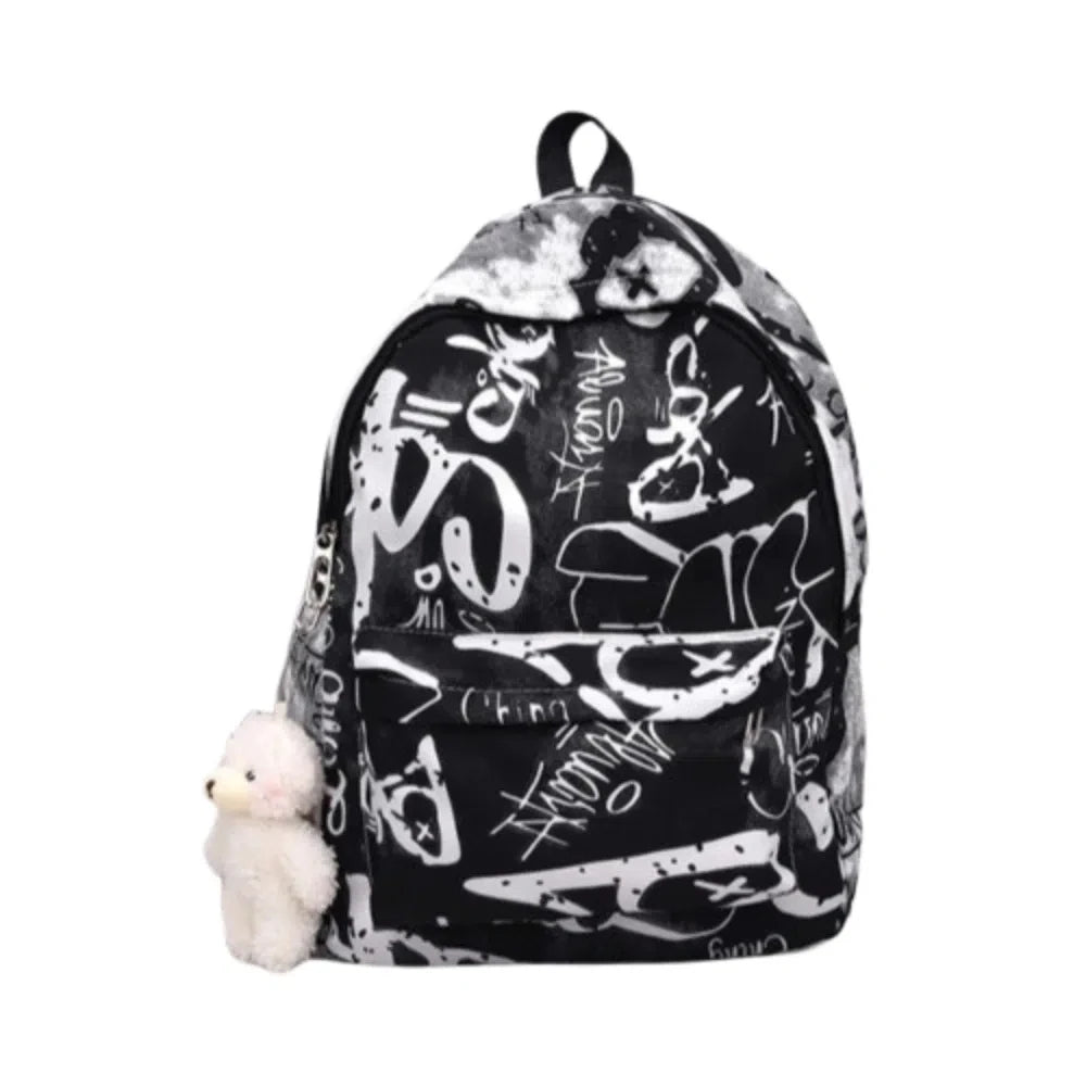 Mochila escolar para estudiantes con grafiti de gran capacidad, mochila informal de moda para mujer, mochilas escolares bonitas de dibujos animados para ir al trabajo en niñas