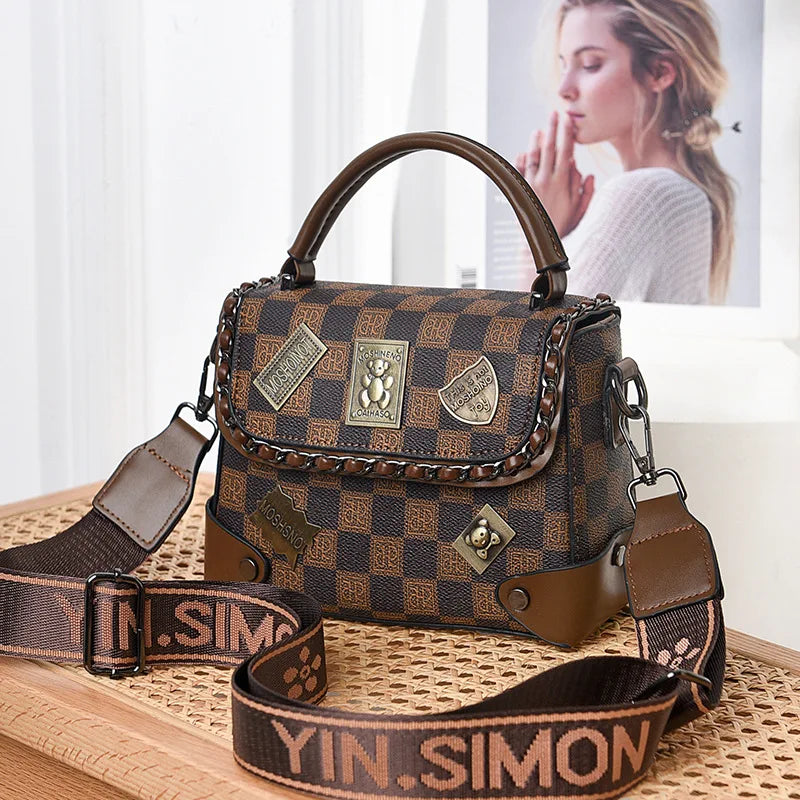 Bolsos de lujo de diseñador, bolsos de mano Vintage de cuero suave para mujer, bolsos de mensajero de alta calidad, bolso cuadrado pequeño de hombro para mujer