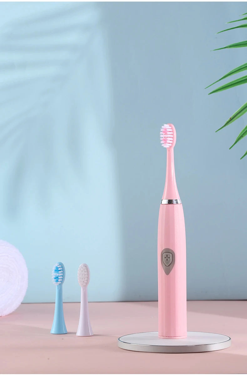 Cepillo de dientes eléctrico para adultos, cerdas suaves DuPont, batería portátil, IPX7, resistente al agua, inteligente, eficaz, cuidado bucal