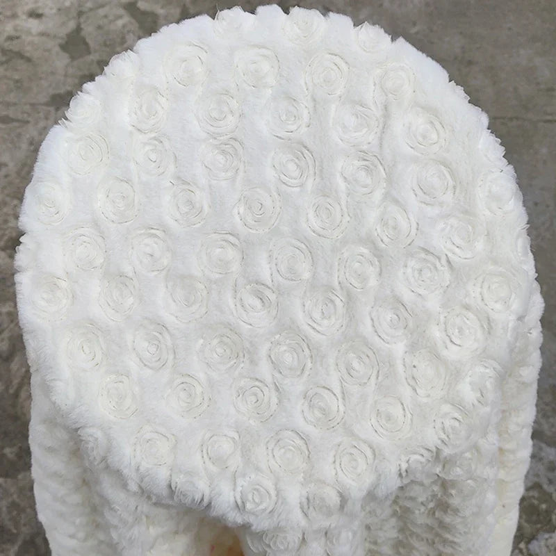 Placa 3D, tela de pelo de conejo de terciopelo fotovoltaico bordada con flores rosas para mantas, suéteres, ropa de cama, tela de costura DIY hecha a mano