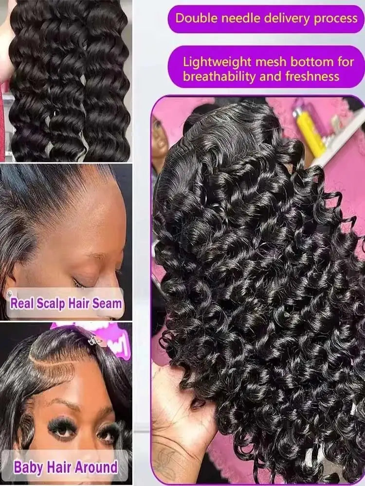 40 42 pulgadas HD suelta onda profunda 13x6 pelucas de cabello humano con encaje Frontal brasileño rizado agua ondulado 13x4 pelucas frontales de encaje para mujeres 250%