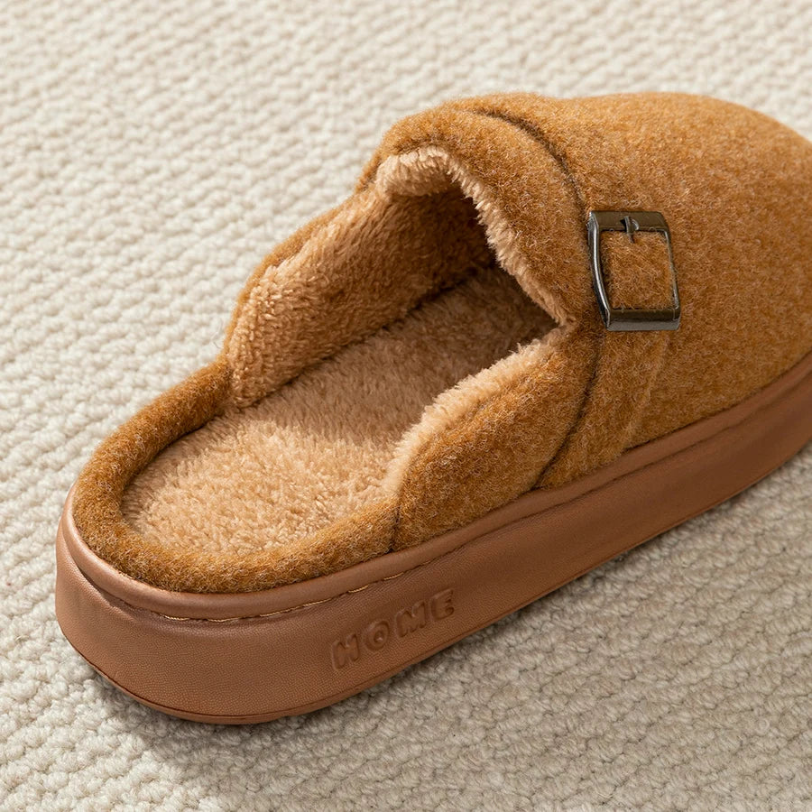 Zapatillas de interior de invierno para mujer, suela suave y cálida, cómodas, antideslizantes para exteriores, adecuadas para parejas, zapatos de casa a la moda para dormitorio