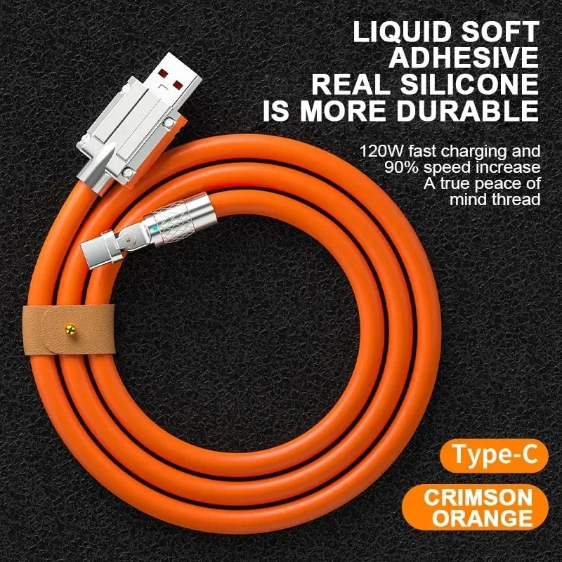 Cable USB tipo C de carga rápida de 120W 7A Cable de codo de rotación de 180 grados para juegos para Xiaomi Redmi Honor cargador de teléfono Cable USB C