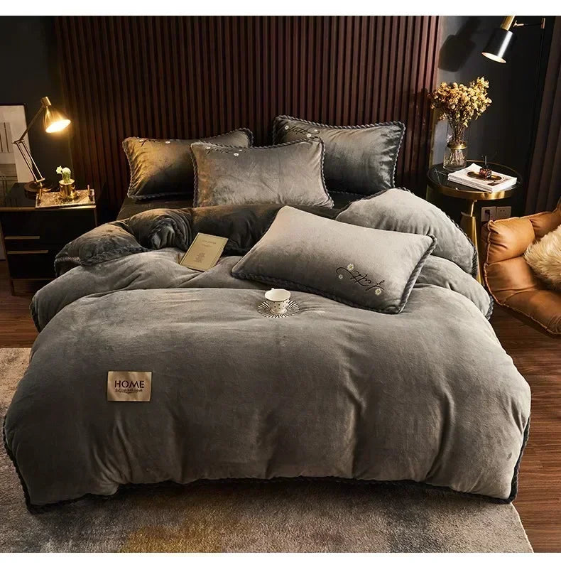 Funda nórdica de felpa para cama de pareja, colchas para cama individual, doble, Queen, King, Velvect, cálida y suave, nórdica, para invierno