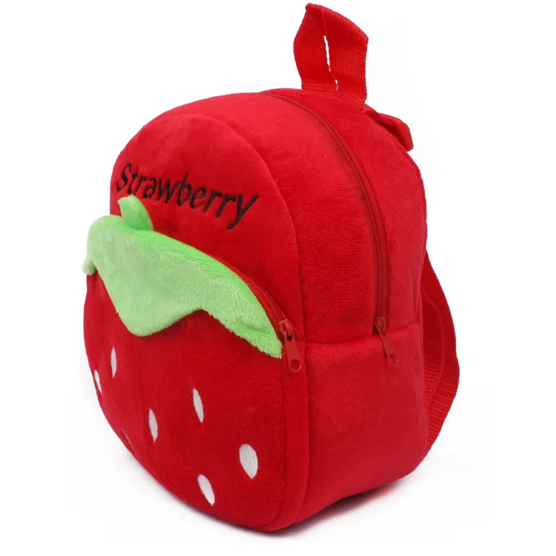 Bonita mochila de felpa de fresa para niños, Mini bolsas escolares de animales de dibujos animados, bolsa de dulces para niños, regalo para niños y niñas de 1 a 3 años