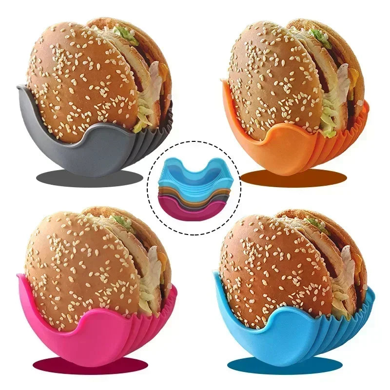 Estante para hamburguesas reutilizable, dispositivos útiles, marco de silicona, soporte para herramientas, estante de almacenamiento, organizador de cocina, herramientas, barra de comedor LI, 1-4 Uds.
