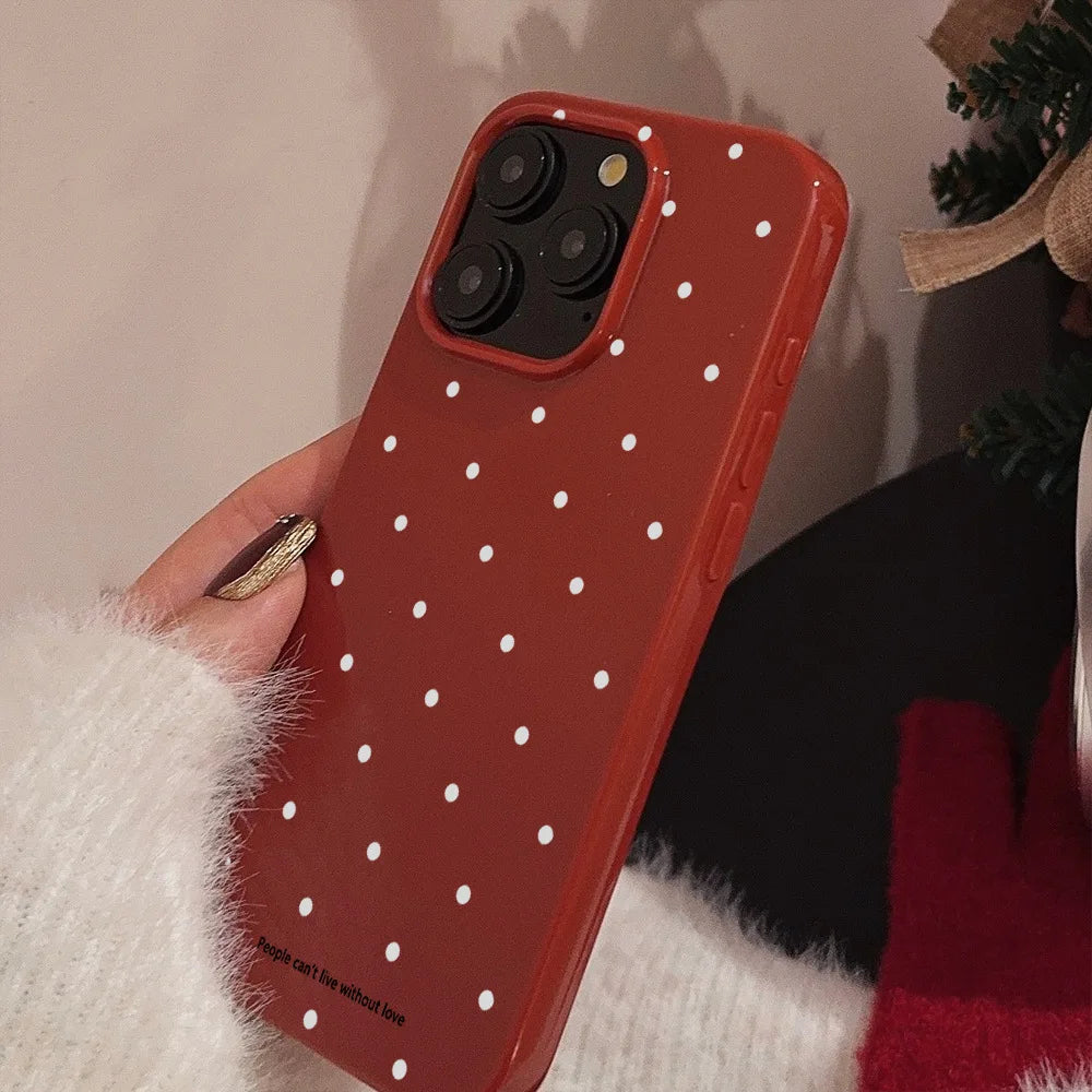 Moda clásica Retro blanco punto de onda vino rojo brillante funda protectora suave para iPhone 11 12 13 14 15 16 17 Pro Max Air