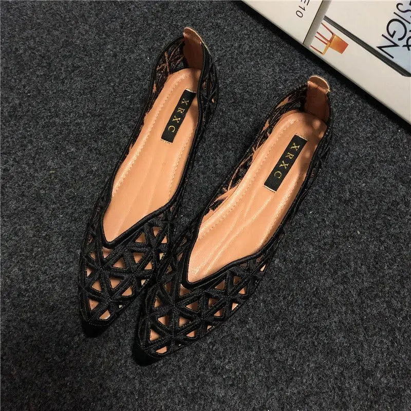 Zapatos planos de mujer 2026 de verano con punta hueca, estilo Joker, para ocio y uso diario, elegantes, transpirables, con orificios