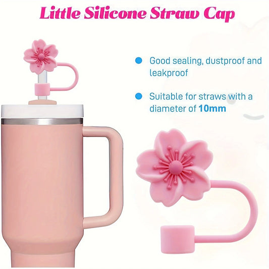 Cubiertas de paja de silicona con forma de flor para taza Stanley, bonita tapa antipolvo con forma de flor de silicona, puntas de paja, accesorios para tazas