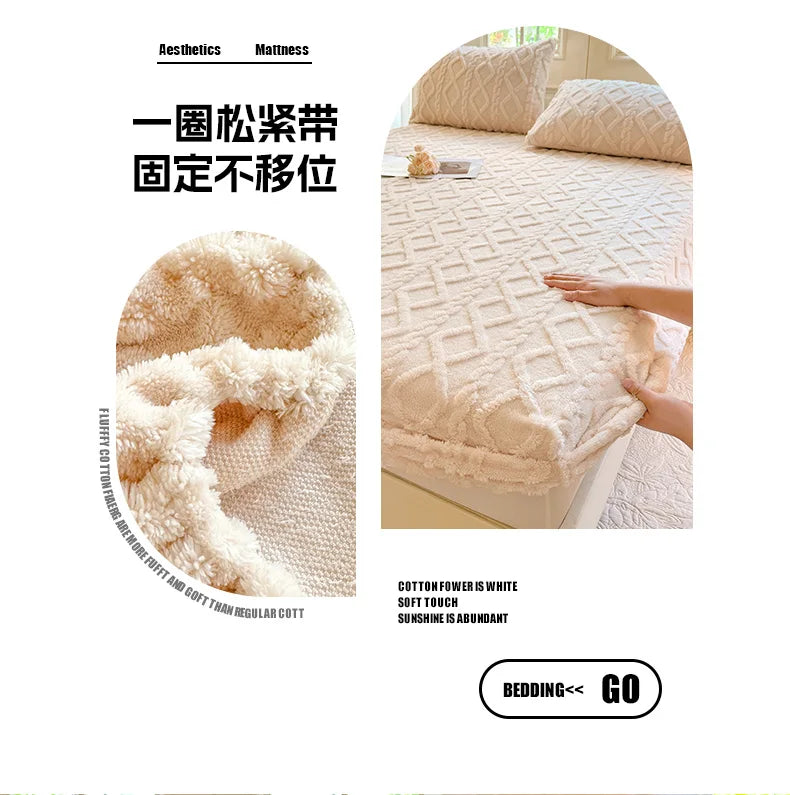 Sábana ajustable de lana Tafu de color sólido, funda protectora para colchón doméstico, antideslizante, de una sola pieza, sin funda de almohada, novedad de 2025