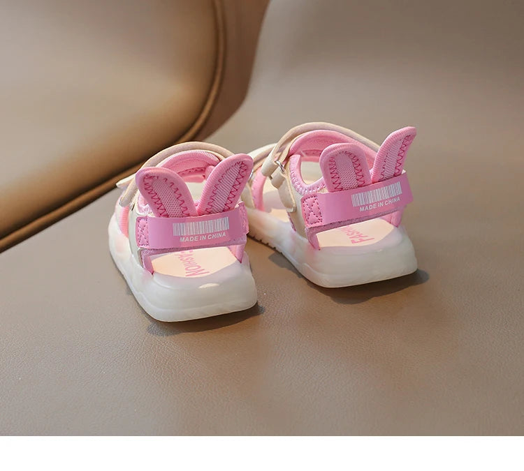 Sandalias de dibujos animados para niños y niñas, zapatos de playa suaves, informales, antideslizantes, color rosa verdoso, de 2 a 12 años