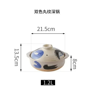 Cazuela de cerámica de estilo japonés, olla pequeña negra, cacerola de arcilla, utensilios de cocina para el hogar, suministros de cocina, olla para sopa, 1 Uds.