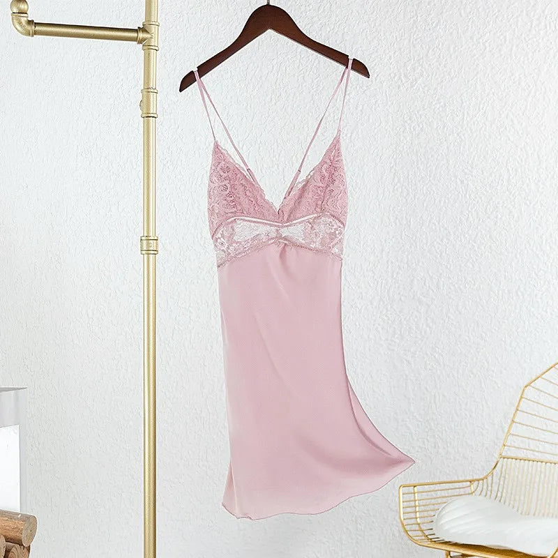 Sexy Intimate Lingerie Perspective Nightwear Lace Patchwork Home Wear Robe Suit Lady Kimono Gown Sleepwear Satin Nighty Bathrobe