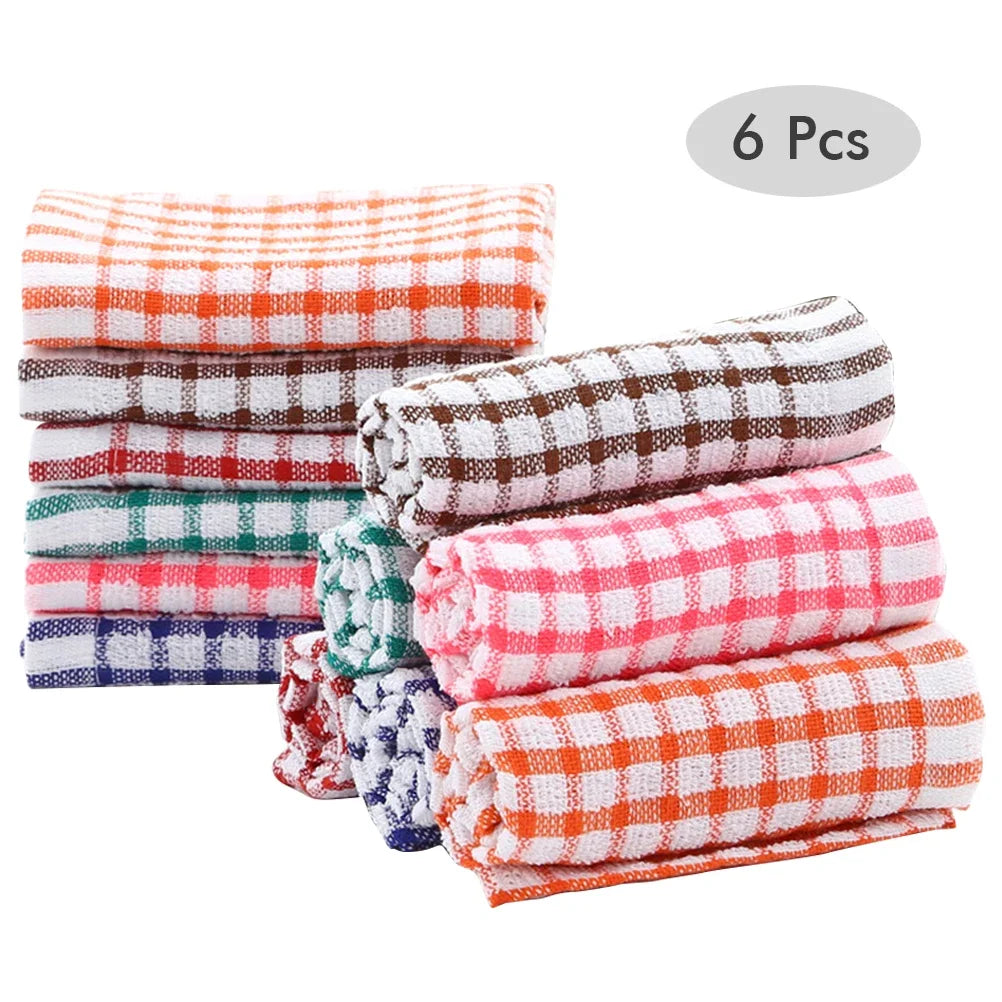 Toallas de cocina de algodón, 6 uds., absorbentes, sin pelusa, Catering, restaurante, paños para platos, paño de limpieza, toalla de limpieza de cocina
