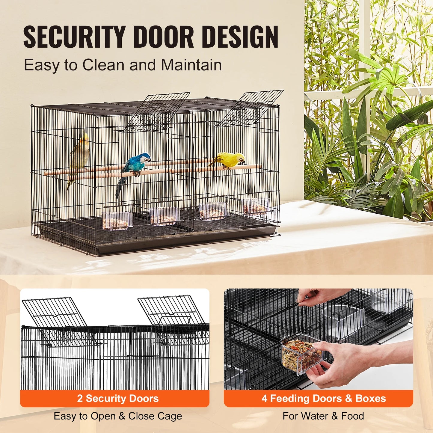 SucceBuy Jaula para pájaros de vuelo de 30 pulgadas, jaula apilable dividida para animales pequeños para tipos de pájaros, jaula para pájaros de viaje para mascotas con mango y percha