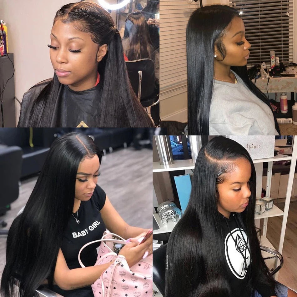 Pelucas de cabello humano con encaje Frontal HD 13x6, prearrancadas para mujeres, cabello humano Remy liso sedoso brasileño, pelucas frontales de encaje 13x4