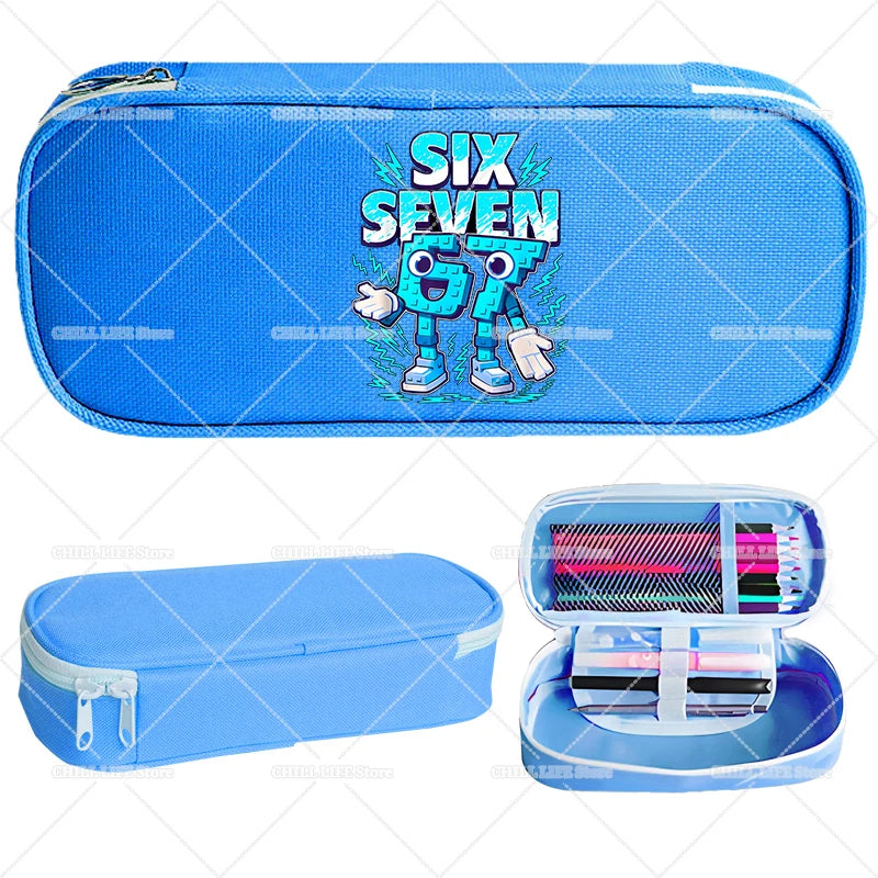 Estuches para lápices Ruba A Brainrot, dibujos animados 67 Six Seven, bolsas para bolígrafos de gran capacidad, bolsa para lápices para niños y niñas, suministros de papelería escolar, regalo