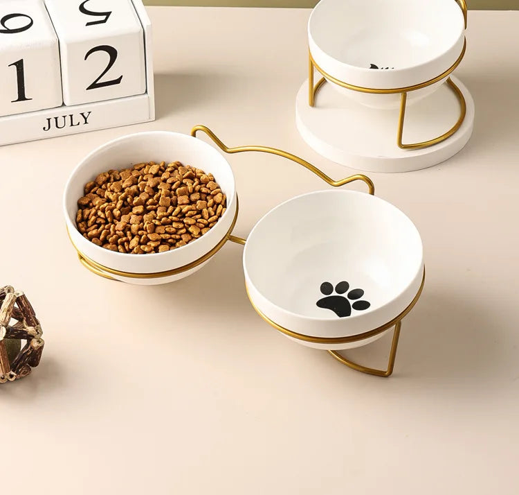 1-3 uds protección Cervical creativa suministros para mascotas tazón doble de cerámica para gatos tazón de cerámica para gatos tazón de comida tazón de comida para perros agua potable tazón de comida