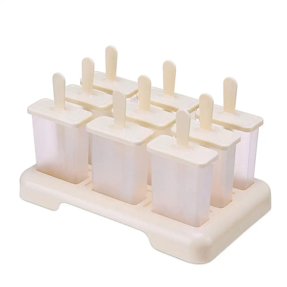Moldes para helados de 9 piezas, molde para hacer helados de fácil desmolde, caja para helados caseros con palitos de plástico, utensilios de cocina