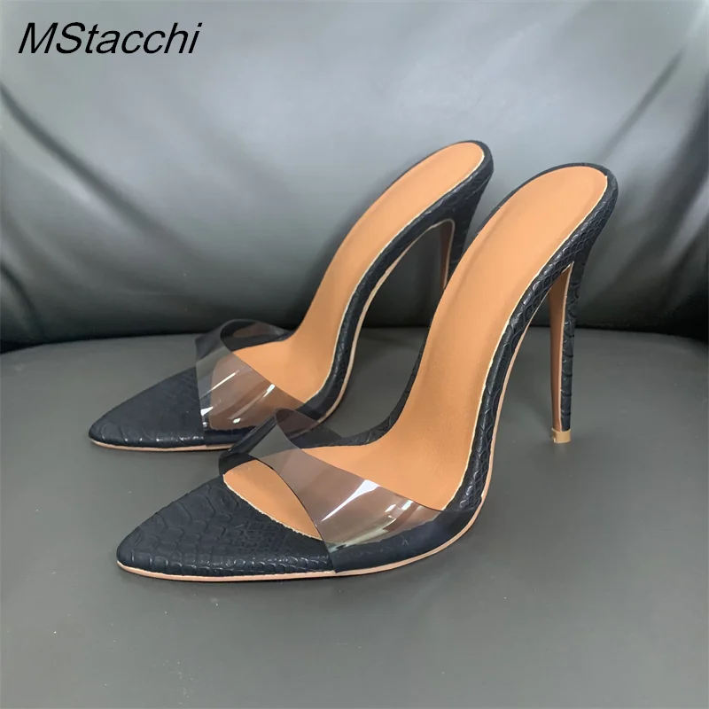 Zapatillas de tacón súper alto para mujer, zapatos de verano con punta abierta, sandalias de tacón de aguja de colores combinados, zapatos sexis de fiesta para mujer, zapatos de tacón de lujo para mujer