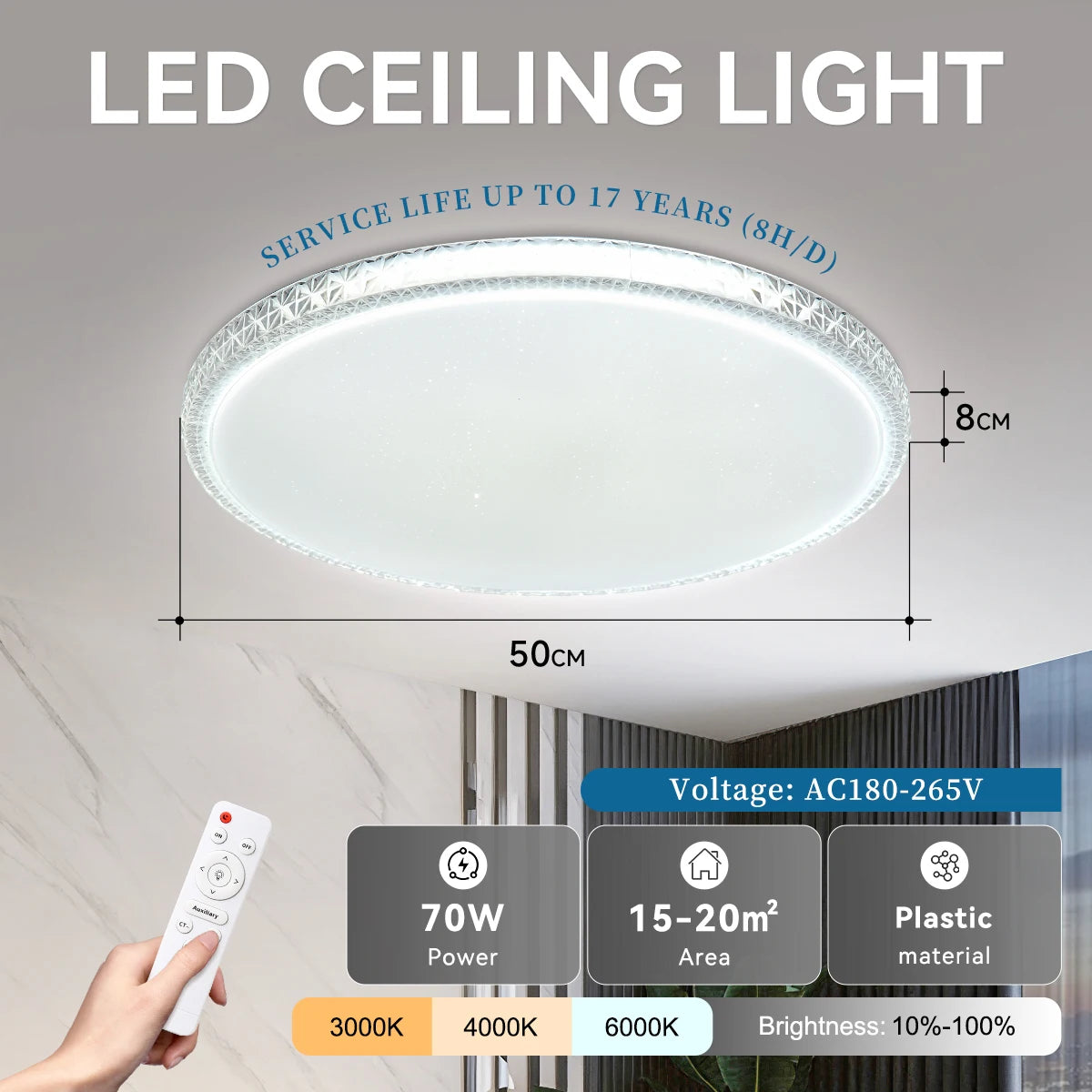 Lámpara de techo con control remoto, lámpara led para dormitorio, lámparas de techo grandes, luces Led con control remoto, luces led regulables